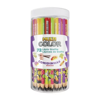 Lápis Multicolor Grafite Comidinhas - Embalagem com 72 Unidades em Oferta na Shopee
