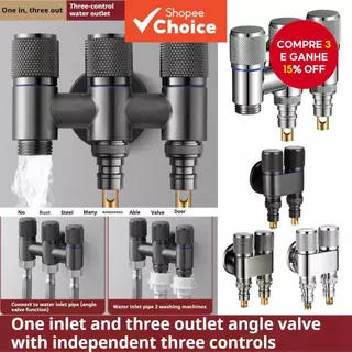 Válvula De Canto De Três Vias De Liga De Alumínio Para Banheiro , Máquina De Lavar , Torneira De Varanda em Oferta na Shopee