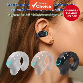Clipes De Orelha Em Fones De Ouvido Negócios Sem Fio Bluetooth 5.3-Único Gancho OWS Driver Chamada Handsfree Leve Confor em Oferta na Shopee