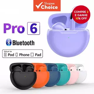 Pro 6 Fones De Ouvido TWS Som Estéreo Sem Fio Bluetooth Alta Qualidade HD Chamada Esporte À Prova Dwaterproof Água Grand em Oferta na Shopee
