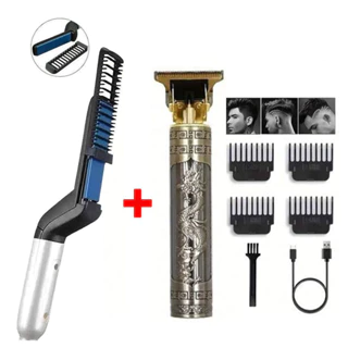 Kit 2 Escova Alisadora de Barba Chapinha Modeladora + Máquina de Cortar Cabelo Masculina – Aparador e Pente - WL em Oferta na Shopee