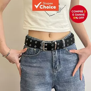Y2K Punk Vintage Linha Dupla Cinto De Couro Ajustável Fivela De Liga De Zinco Mulheres Para Calças Cada Ocasião em Oferta na Shopee