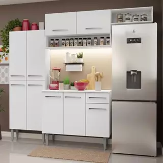 Armário de Cozinha Completa 229cm Branco Emilly Madesa 18XA em Oferta na Shopee
