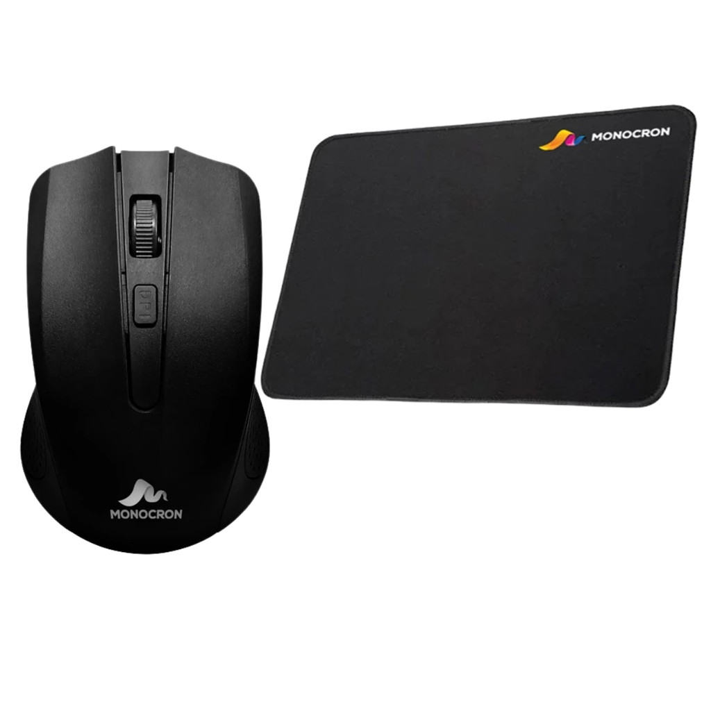 Kit Mouse Óptico Wireless 2.4GHz Sem Fio e Mouse Pad Monocron MN4W310 ...