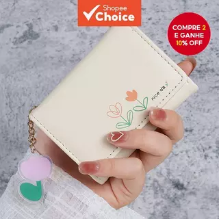 Carteira PU Estilo Coreano – Design Compacto De 3 Dobras Estampa De Buquê De Desenho Animado Fofo Acessório De Moda Para em Oferta na Shopee