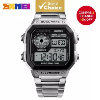  SKMEI 1335 Relógio de pulso masculino eletrônico, moda retrô esportivo, relógio digital à prova d'água para homens,