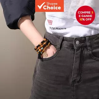 Conjunto De Pulseira Com Contas De Pingente De Liga Boêmia De 4 Unidades Para Presente De Casais em Oferta na Shopee
