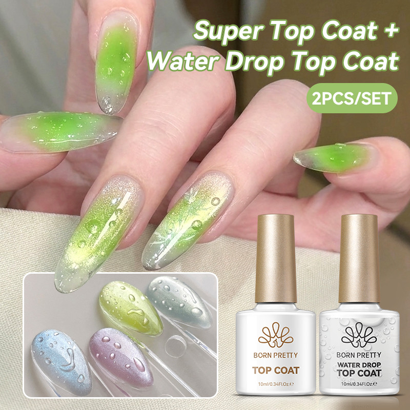BORN PRETTY 10ml Gota De Água Top Coat Unhas Gel Conjunto 3D Efeito Primavera Verão Design Funcional Cristal | Shopee Brasil
