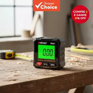  ANENG RN01 Transferidor Digital Inclinômetro Mini Buscador de Ângulo de 360 Graus com Base Magnética Forte Quatro Lados