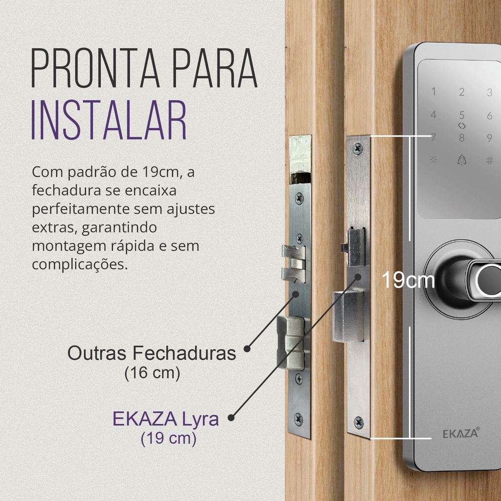 Fechadura Digital Inteligente Senha Cartão Alumínio Cor Prateada