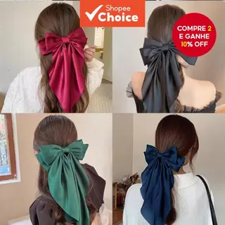 Acessórios De Grampo De Cabelo Com Laço De Chiffon-Suporte De Rabo De Cavalo De Mola De Fita Longa Para Mulheres , Deslo em Oferta na Shopee
