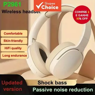 P2961 Fones De Ouvido Bluetooth Sem Fio Hi-Fi Estéreo Esportivo HD Microfone Reprodução TF/AUX em Oferta na Shopee