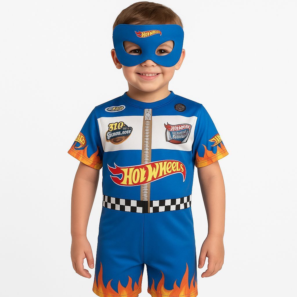 Fantasia Roupa Infantil Hot wheels com Máscara | Shopee Brasil