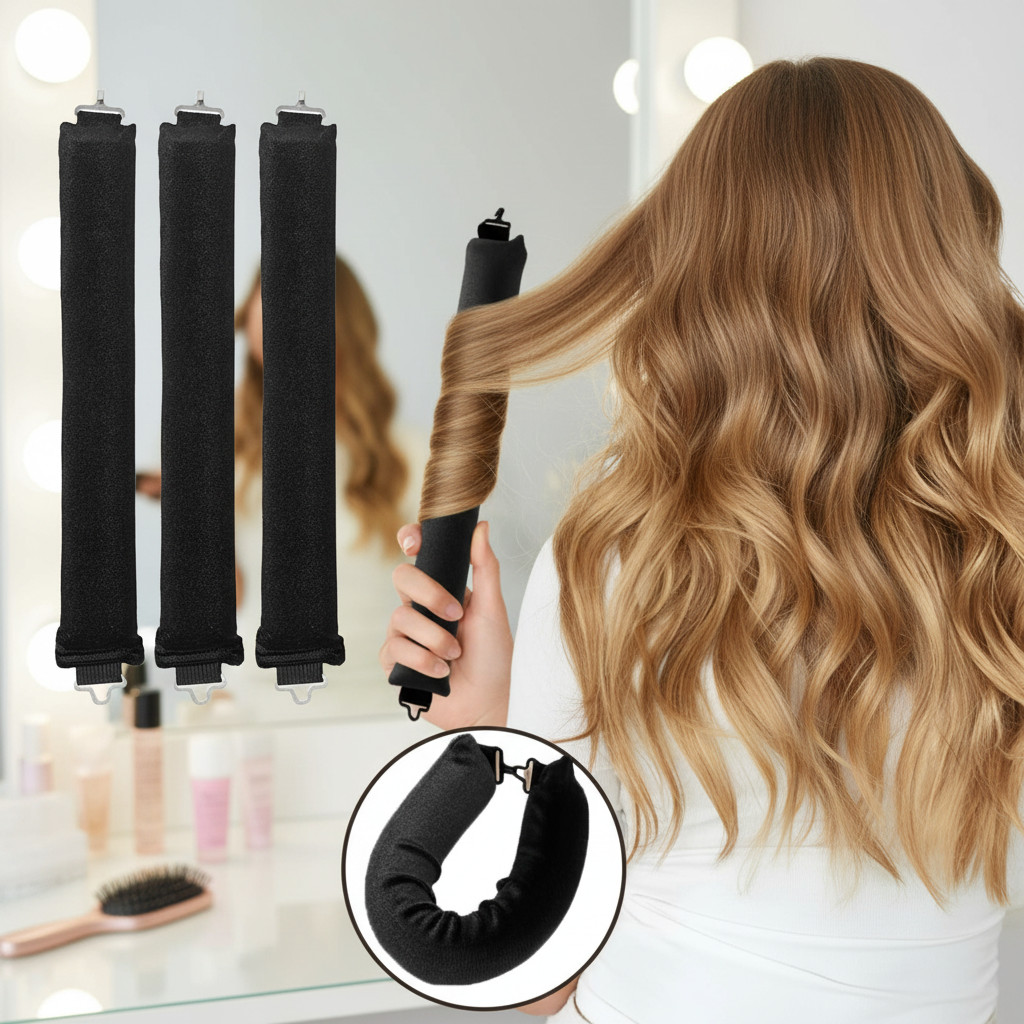 Modelador de Cabelo Sem Calor com 3 Peças, Rolos para Dormir ...
