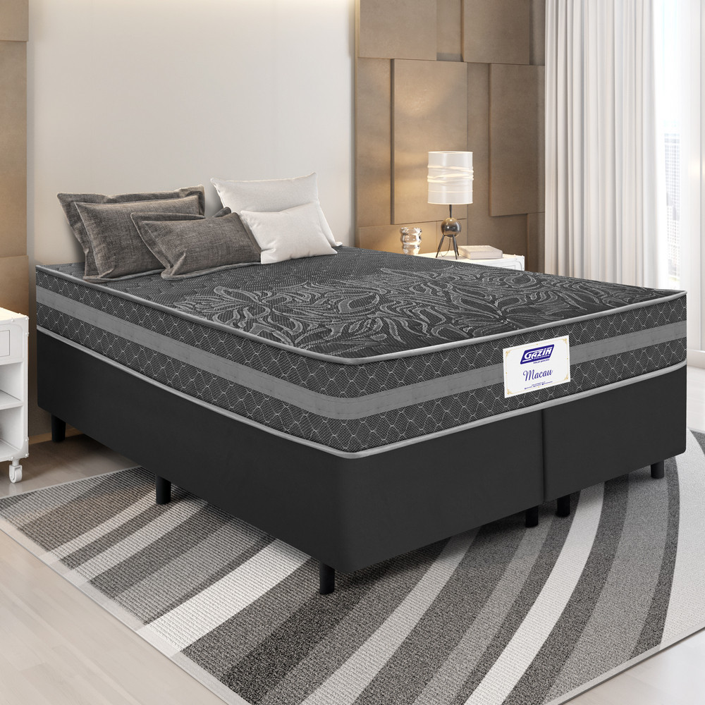 Cama Box Queen 158cm Molas Ensacadas Macau Gazin | Shopee Brasil
