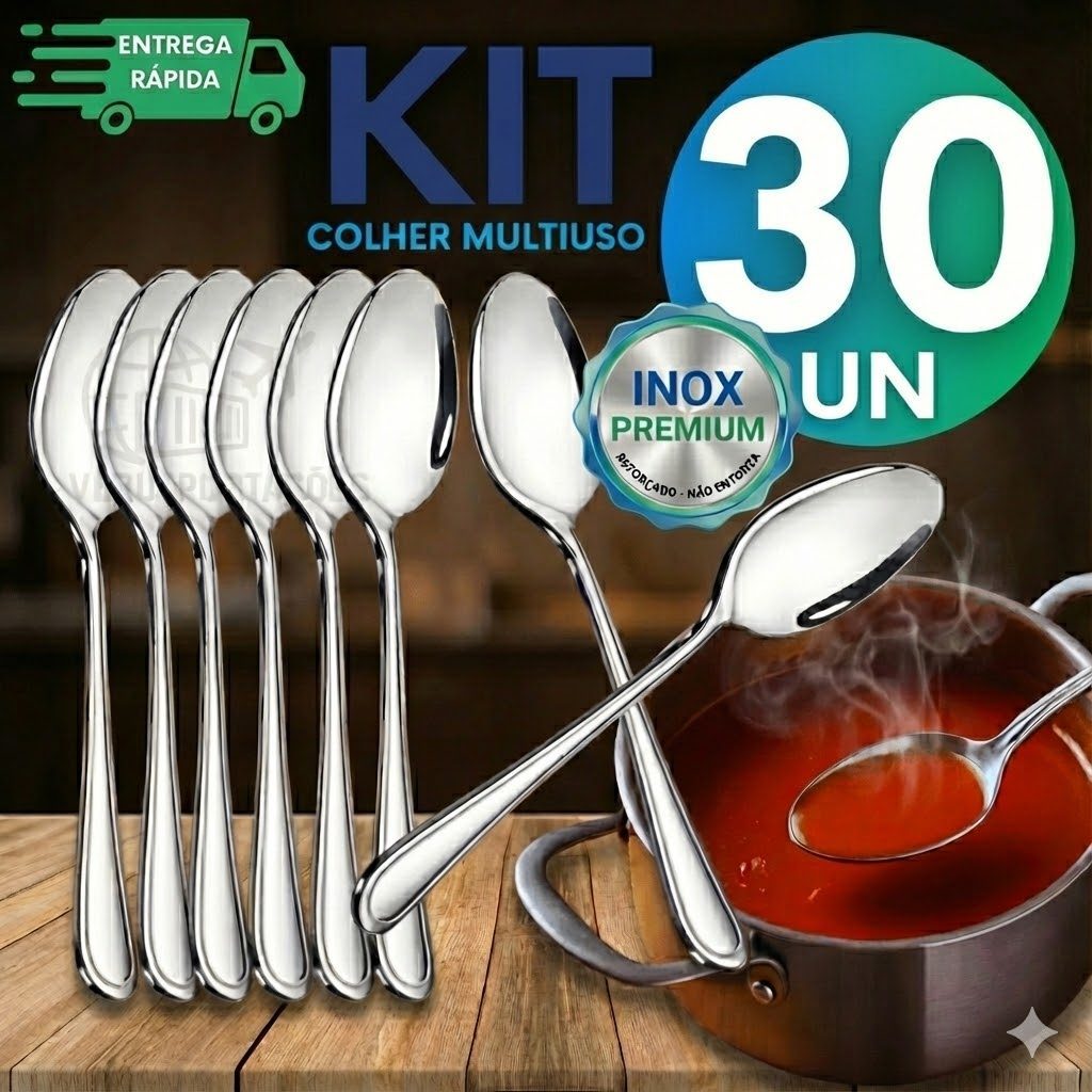 Kit 30 Colher De Sopa Aço Inox Reforçada Restaurante Buffet | Shopee Brasil