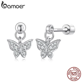 Bamoer 925 Prata Esterlina Brincos Com Rosca Borboleta Moda Jóias Presente Feminino em Oferta na Shopee