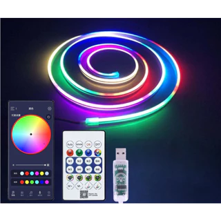 Fita Led NEON RGB 5M à prova d'água USB Fita Neon Controle Remoto Fita Flexível Bluetooth