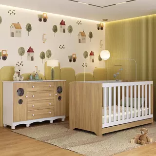 Berço Americano 3 em 1 com Cômoda 2 Portas 4 Gavetas Suspiro Multimóveis MP4714 em Oferta na Shopee