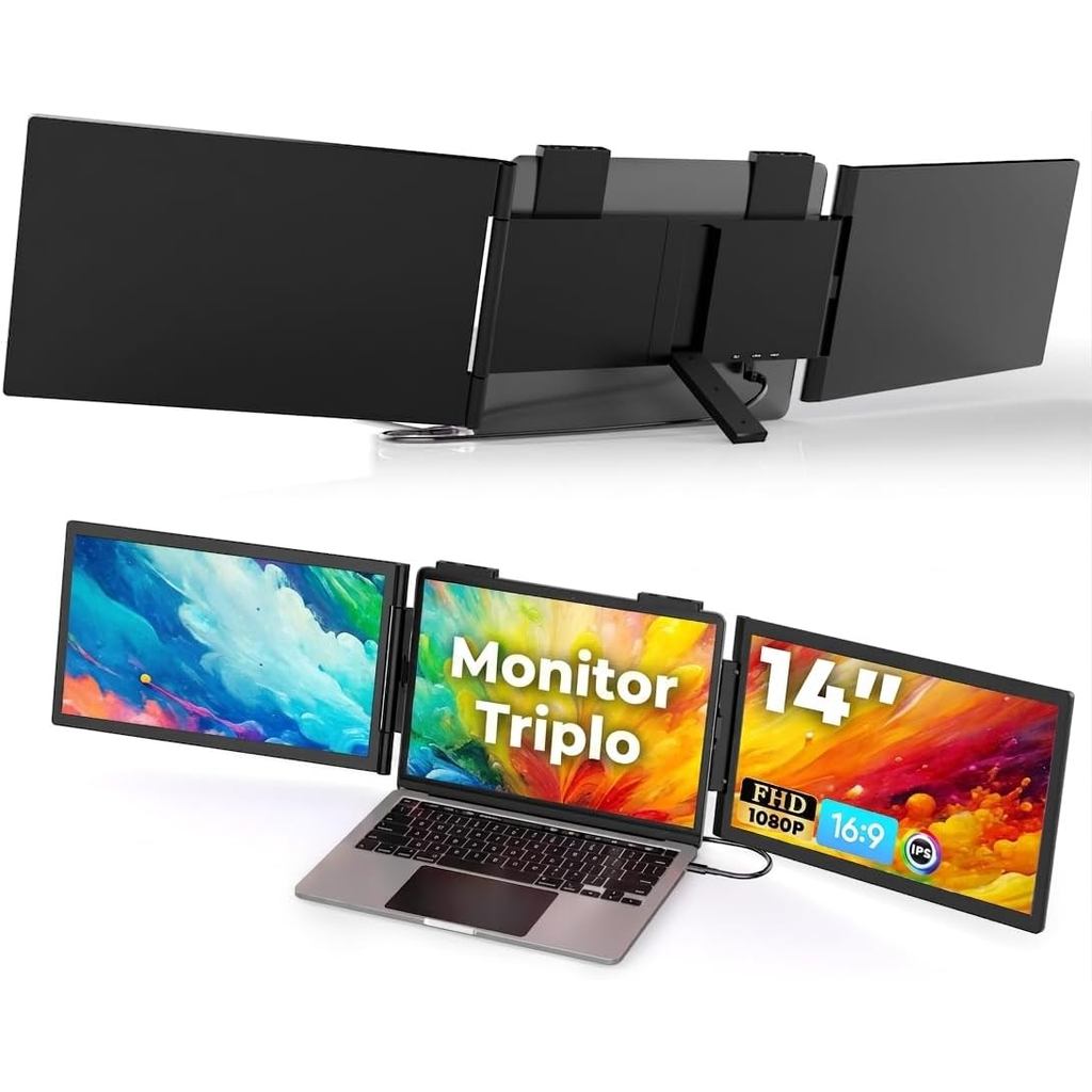 Monitor Triplo Portátil 14" para Notebook – 16:9 Full HD IPS Extensor ...