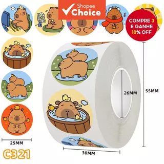 500PCS/Roll Cute Cartoon Gordura Capybara Adesivos para Capacete de Bicicleta LanLanStickersWorld em Oferta na Shopee