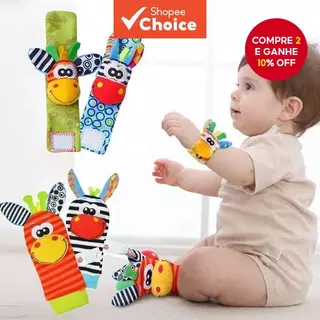 0-12 Meses Bebê Chocalhos Brinquedos Animais Meias Alça De Pulso + Chocalho Pé Bug Criança em Oferta na Shopee