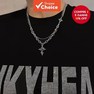 Colar Com Pingente De Cruz Moderno , Corrente Estilo Hip Hop Para Homens , Acessório De Moda De Uma Peça em Oferta na Shopee