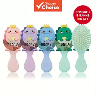 Mini Escova Suavizante-Massageador De Couro Cabeludo Com Almofada De Ar Para Cabelos Lisos E Design De Dinossauro Fofo em Oferta na Shopee