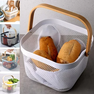 Cesto Organizador Multiuso Metálico Quadrado de Madeira em Oferta na Shopee