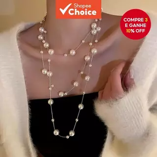 Gargantilha De Pérolas Em Camadas , Colar Feminino Minimalista , Joias De Luxo , Uso Diário em Oferta na Shopee