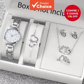 Relógio De Quartzo Feminino Elegante Com Pulseira De Liga Conjunto De Joias Acessório De Moda Casual (Sem Caixa) em Oferta na Shopee