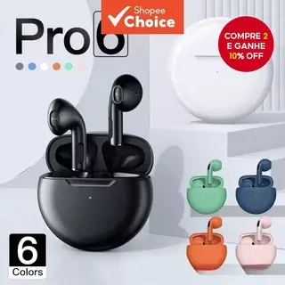 Pro6 Fone De Ouvido Bluetooth Redução De Ruído Toque Estéreo Sem Fio Fones TWS De Alta Qualidade Para Todos Os Telefones em Oferta na Shopee