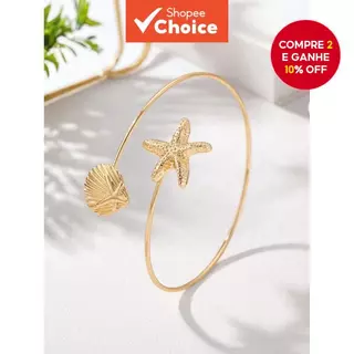 Novo Braçadeira Ajustável em Concha de Estrela para Mulheres - Joias de Verão e Férias na Praia em Oferta na Shopee
