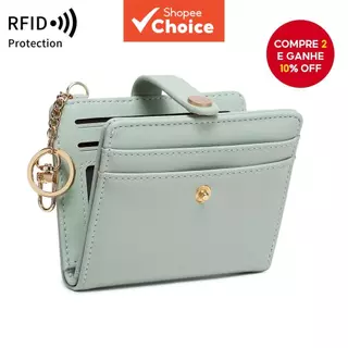 Carteira compacta de bloqueio RFID para mulheres | Minimalismo, ultrafina, bi-dobra com vários slots para cartões, em Oferta na Shopee