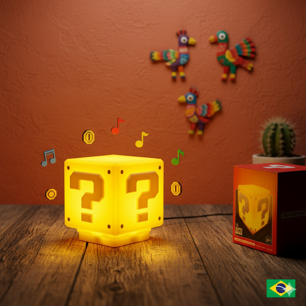 Luminária Super Mario Bros Cubo Bloco Gamer Com Som Para Quarto Abajur De Cabeceira Mesa em Oferta na Shopee