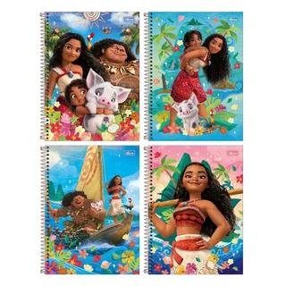 Caderno Espiral Tilibra Universitário Moana - Capa Dura 01 Matéria 80 Folhas - Embalagem com 4 Unidades (SORTIDO) em Oferta na Shopee