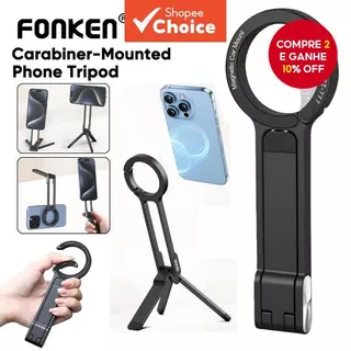 Fonken Ring Carabiner-Mountado Tripé Dobrável Para iPh 16 15 14 Tripé Magnético Dupla Face Suporte de Mesa Alça de em Oferta na Shopee