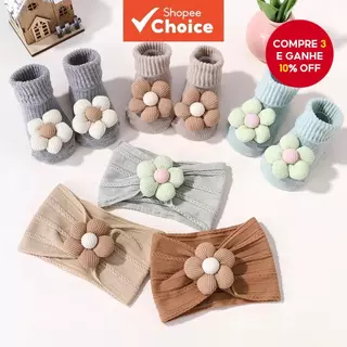 Conjunto De 2 Peças De Faixa E Meias Para Bebês Meninas , Turbante Floral Macio , Presente Recém-Nascidos em Oferta na Shopee
