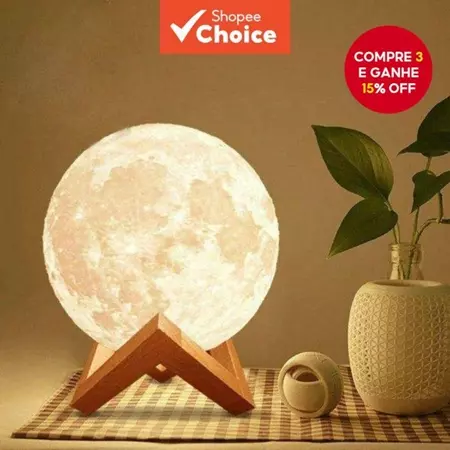 Luz De Lua 3D Nocturna Quarto Led Mesa De Estudo Cabeceira Candeeiro De Cama Decoração Casa