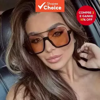 Óculos de Sol Retrô Feminino, Moda Meia Armação, Grande, Proteção UV, Estilo Clássico em Oferta na Shopee