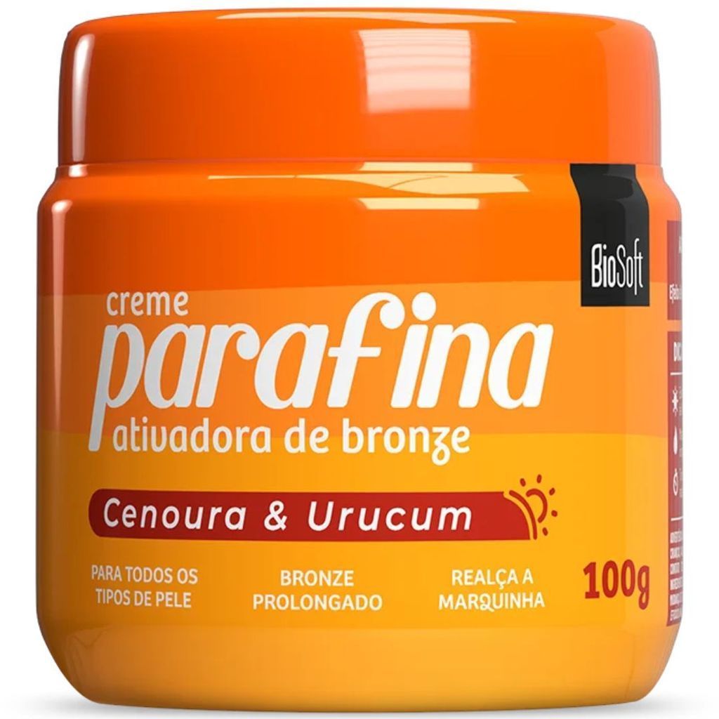 Creme Bronzeador Parafina Biosoft Cenoura e Urucum 100g | Shopee Brasil