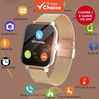 Smartwatch Relógio Inteligente Com Tela Colorida De Toque Completo Rastreador De Fitness Chamada Bluetooth Para Mulheres em Oferta na Shopee