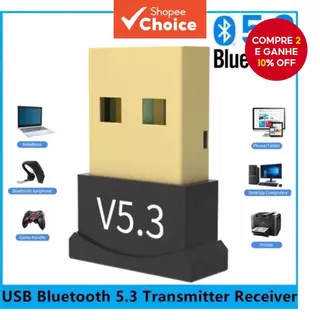 Adaptador USB Bluetooth5.3 Sem Fio Para PC Laptop Alto-Falante Receptor De Áudio Transmissor em Oferta na Shopee