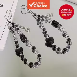 Charme De Telefone De Urso Preto – Pulseira Anti-Perda Com Contas Feitas À Mão E Cordão Para Chaveiro em Oferta na Shopee