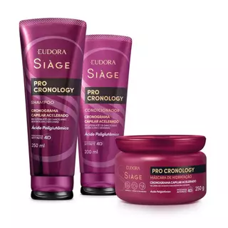 Combo Siàge Pro Cronology: Shampoo 250ml + Condicionador 200ml + Máscara de Hidratação 250g em Oferta na Shopee