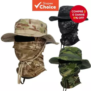 Boonie Chapéu Balaclava Terno Dobrável Macio Proteção Solar Boné De Pesca Respirável Pescador Caça Ao Ar Livre Amplo Pro em Oferta na Shopee