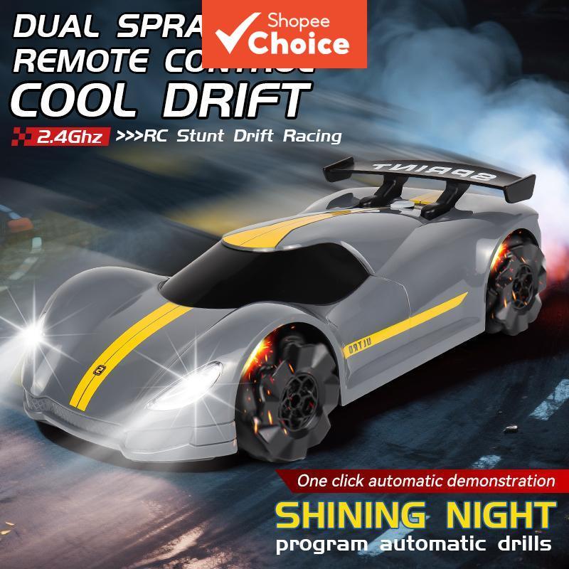  Carro de corrida de controle remoto legal, com luzes dianteiras e traseiras e dupla pulverização, controle por gestos,