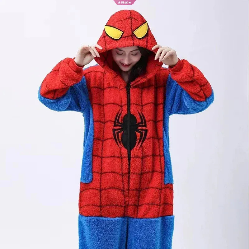 Pijama Fantasia do Homem-Aranha Adulto Cosplay Macacão de Flanela com ...