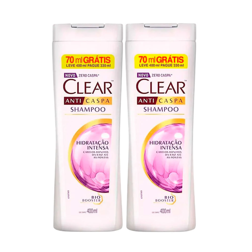 Kit Shampoo Clear Anticaspa Hidratação Intensa Leve 400ml Pague 330ml - 2 Unidades