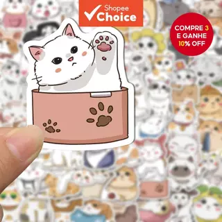 62pcs Adesivos Japoneses Para Gatos De Desenho Animado Decorativos À Prova D'água Telefones Celular em Oferta na Shopee